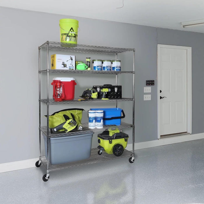 Seville Classics UltraDurable 5-Tier NSF Steel Shelving, 60 W x 24 D x 76 H
