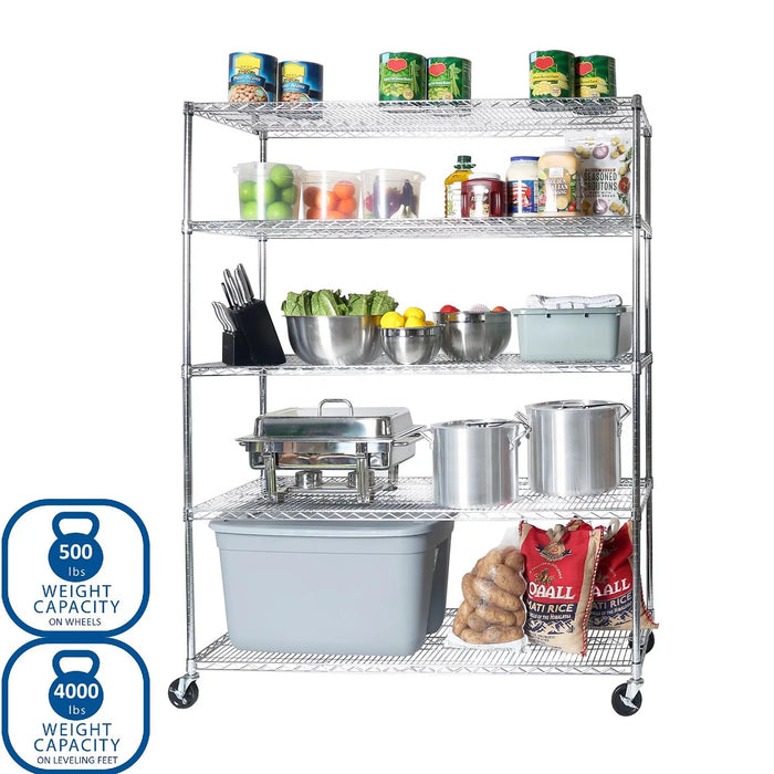 Seville Classics UltraDurable 5-Tier NSF Steel Shelving, 60 W x 24 D x 76 H
