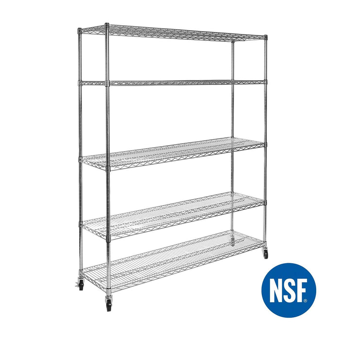 Seville Classics UltraDurable 5-Tier NSF Steel Shelving, 60 W x 24 D x 76 H