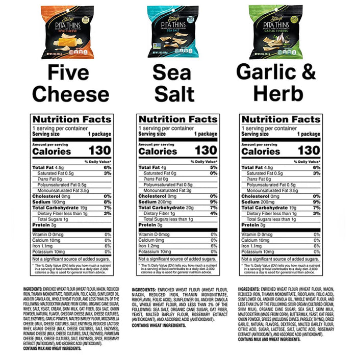Stacy's Pita Thins, Variety Pack, 1 oz., 30 pk.