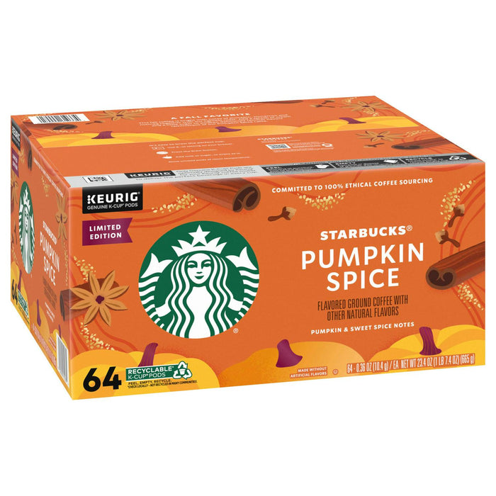 Starbucks Pumpkin Spice Naturally Flavored Coffee K-Cup Pods Limited Edition, 64-count