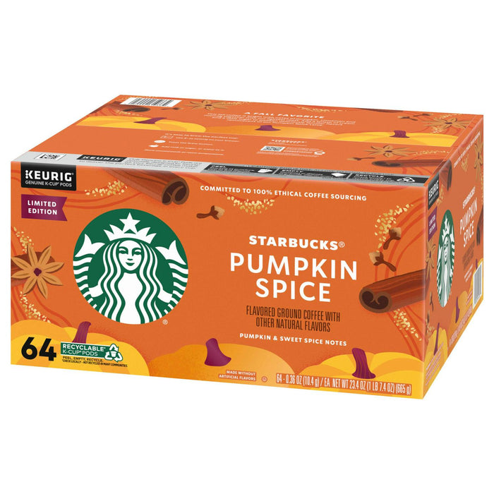 Starbucks Pumpkin Spice Naturally Flavored Coffee K-Cup Pods Limited Edition, 64-count