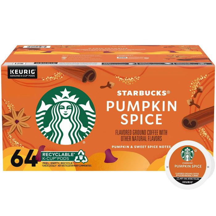 Starbucks Pumpkin Spice Naturally Flavored Coffee K-Cup Pods Limited Edition, 64-count