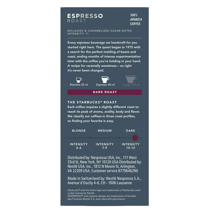 Starbucks by Nespresso Espresso Roast Capsules, 60-count