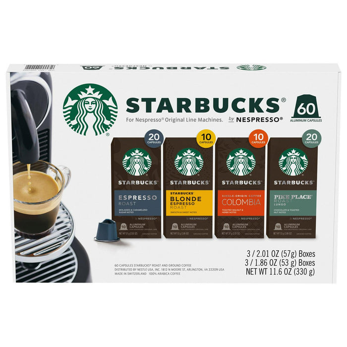 Starbucks by Nespresso Original Line Variety Pack Capsules, 60 Count