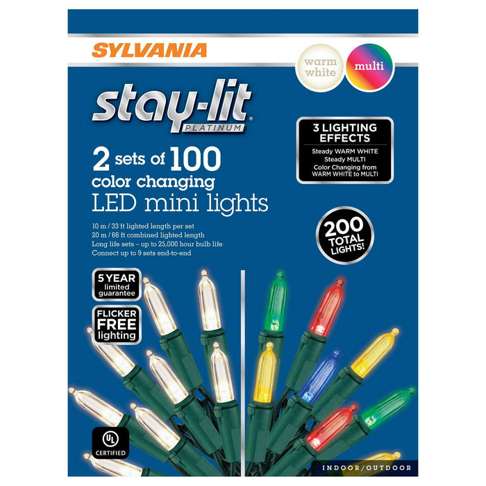 Sylvania Stay-lit 2 Sets of 100 Mini Color Changing LED, 2-pack