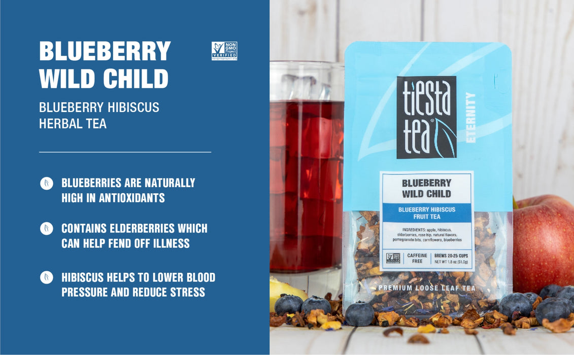 Tiesta Tea Blueberry Wild Child, 2 - 1 Pound Bags and 5.5oz Tin