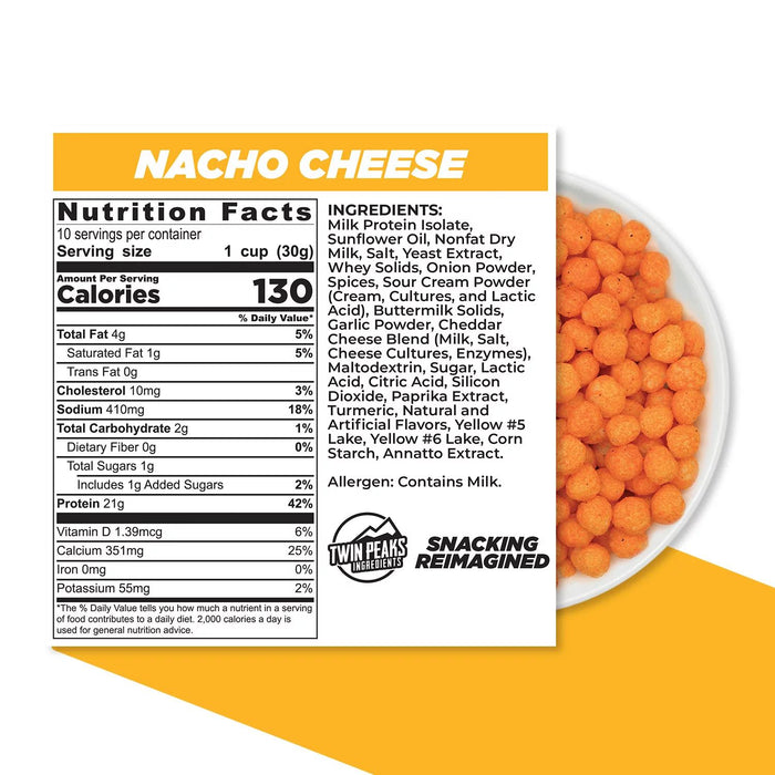 Twin Peaks 21g Keto Protein Puffs, Nacho Cheese, 0.66 lbs.