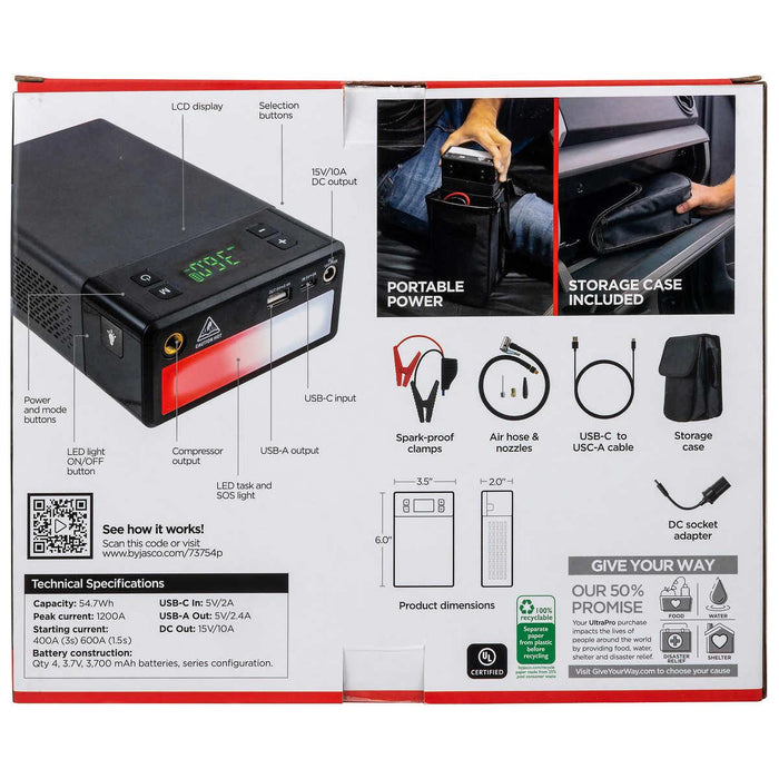 UltraPro Elite 1200A Jump Starter, Air Compressor, LED Light