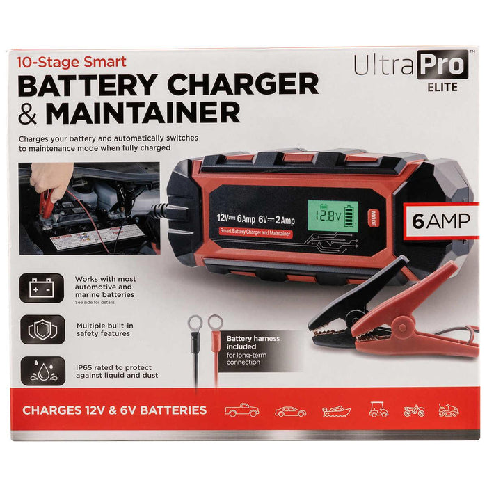 UltraPro Elite Smart Battery Charger and Maintainer, 6V/12V, 6A