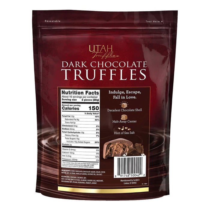 Utah Truffles Dark Chocolate Truffles With Sea Salt 16 oz, 2-pack