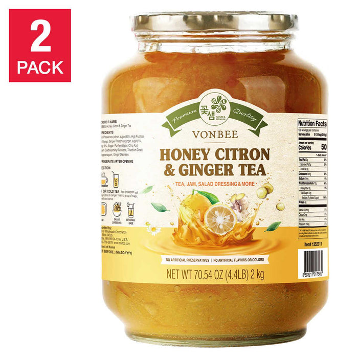 Vonbee Honey Citron and Ginger Tea 4.4 lb 2-pack