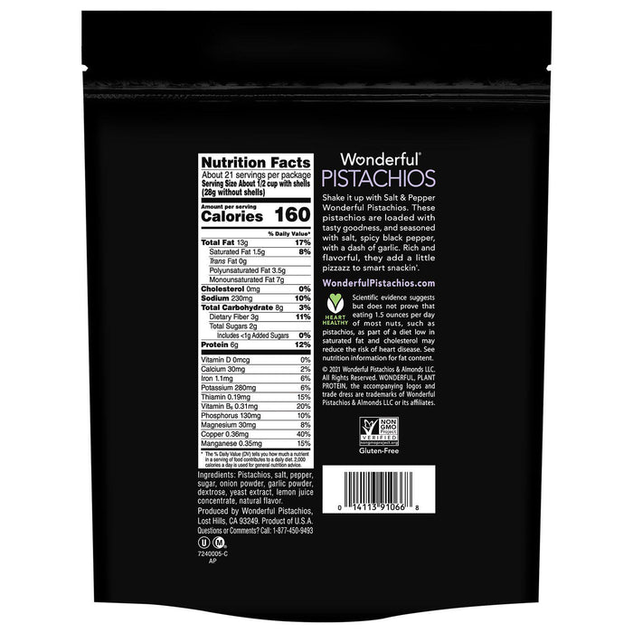 Wonderful Salt and Pepper Pistachios, 40 oz.