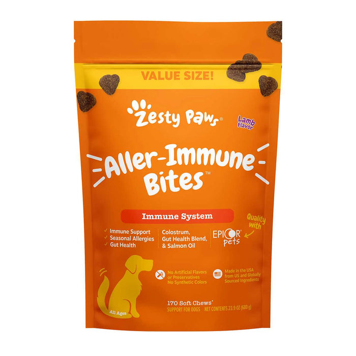 Zesty Paws Aller-Immune Bites for Dogs, Lamb Flavor, 170-count