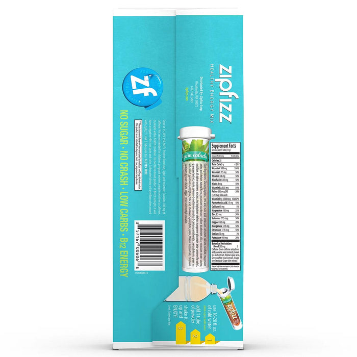 Zipfizz Energy Multi-Vitamin Hydration Drink Mix, Pina Colada, 20 ct.