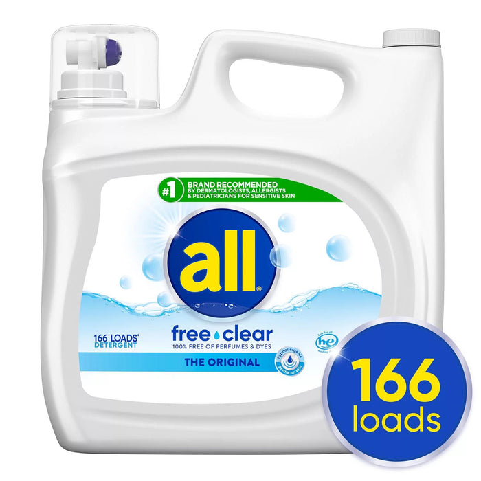 all free clear Liquid Laundry Detergent, The Original, 166 loads, 250 fl. oz.