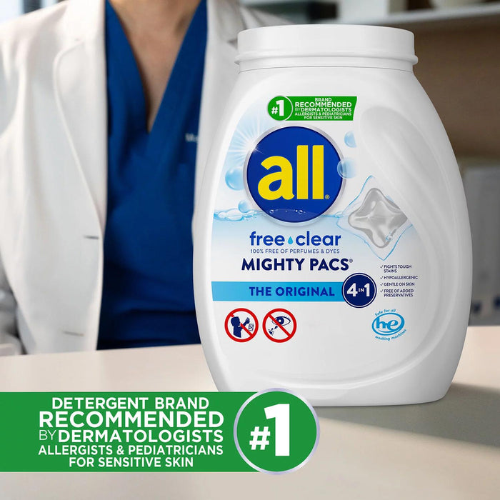 all free clear MIGHTY PACS Laundry Detergent Pacs, The Original, 120 ct.