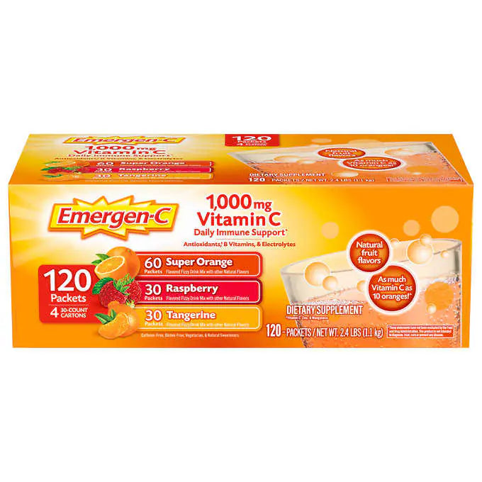 Emergen-C Vitamin C 1,000 mg. Variety Pack Drink Mix, , 120 Packets