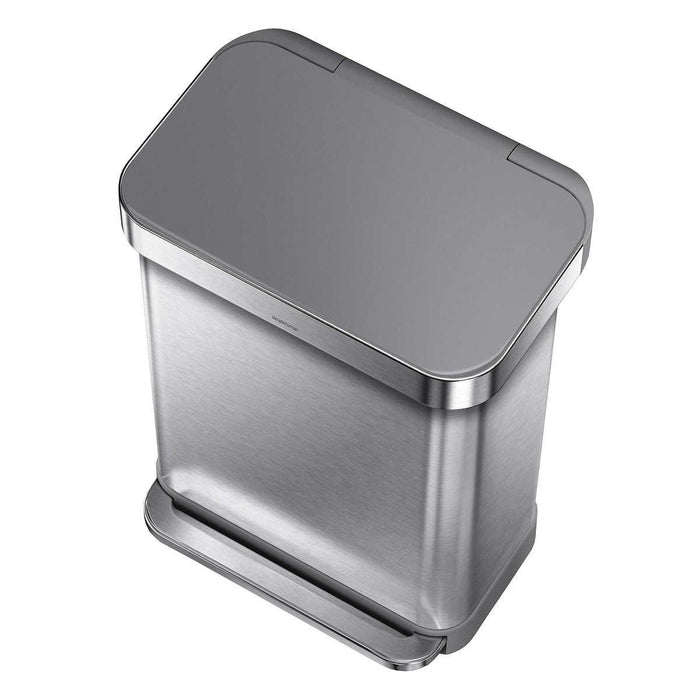 simplehuman 55L Rectangular Step Can with Plastic Lid