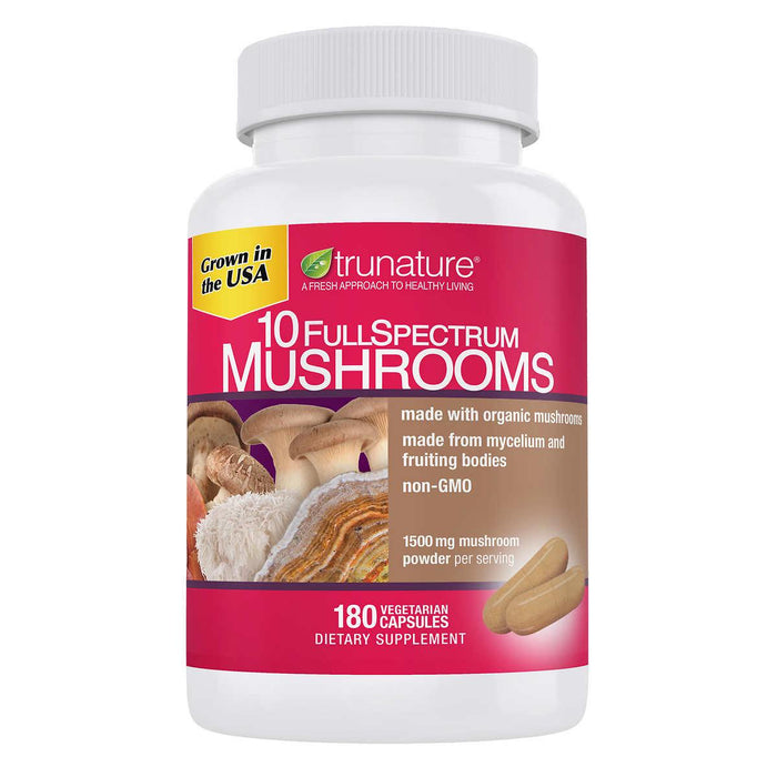 trunature 10 Full Spectrum Mushrooms, 180 Capsules
