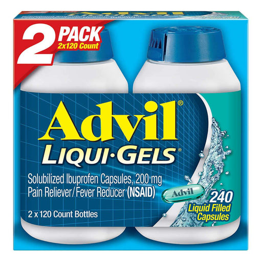 Advil Liqui-Gels Ibuprofen 200 mg., Pain Reliever/Fever Reducer 240 Capsules - Home Deliveries