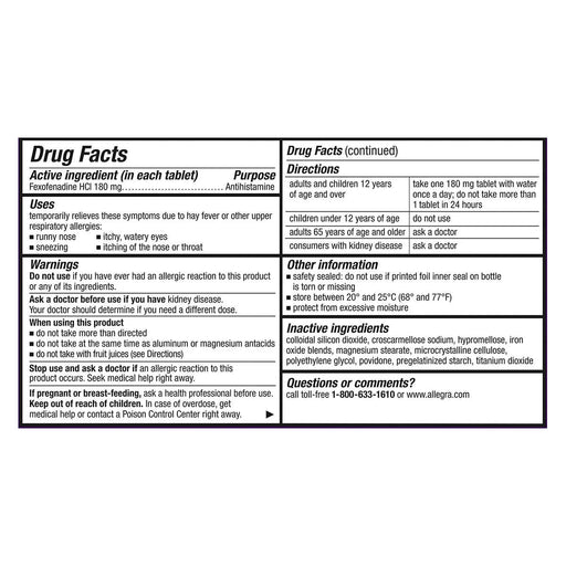 Allegra Allergy Non-Drowsy, 110 Tablets