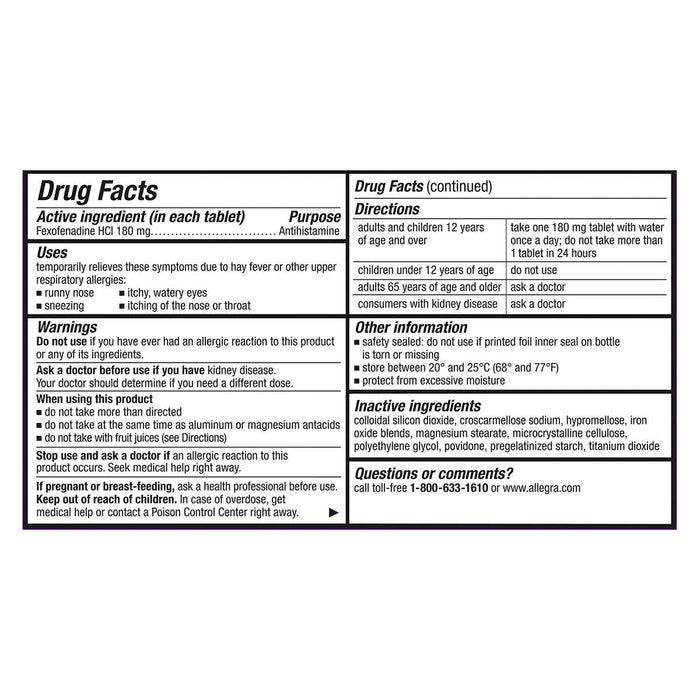 Allegra Allergy Non-Drowsy, 110 Tablets
