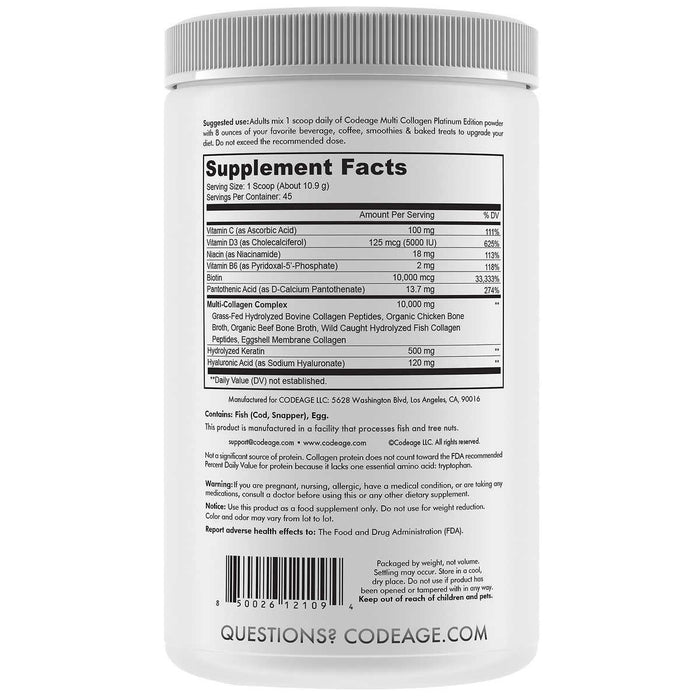 CODEAGE Platinum Multi Collagen Peptides Powder, 45 Servings ) | Home Deliveries