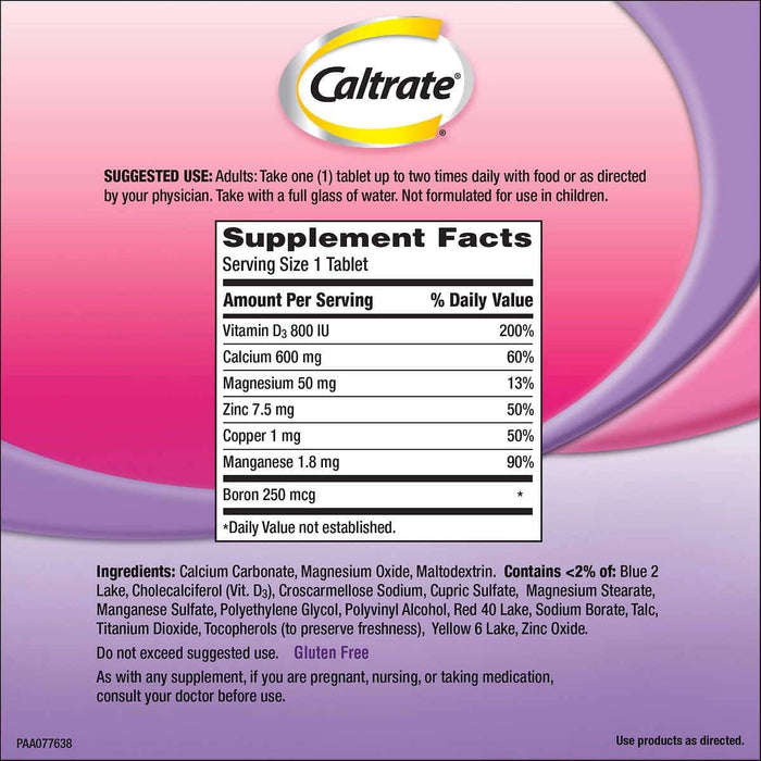 Caltrate Bone Health Advanced 600+D3 Plus Minerals, 320 Tablets