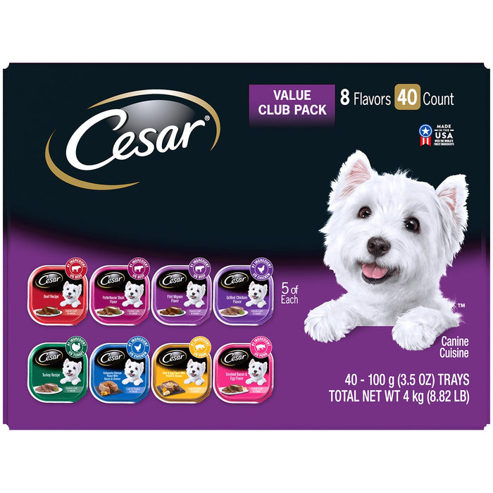Cesar Canine Cuisine Wet Dog Food, 8 Flavor Variety Pack Classic Loaf in Sauce (3.5 oz., 40 count)