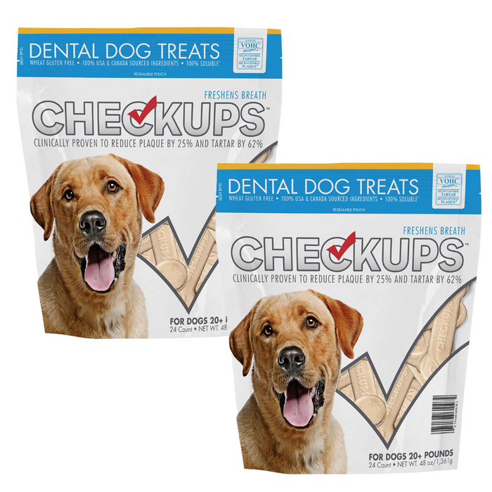 CheckUps Dental Dog Treats 24 Count, 2-pack