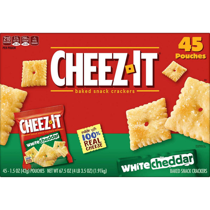 Cheez-It White Cheddar Baked Snack Cracker, 1.5 oz, 45-count