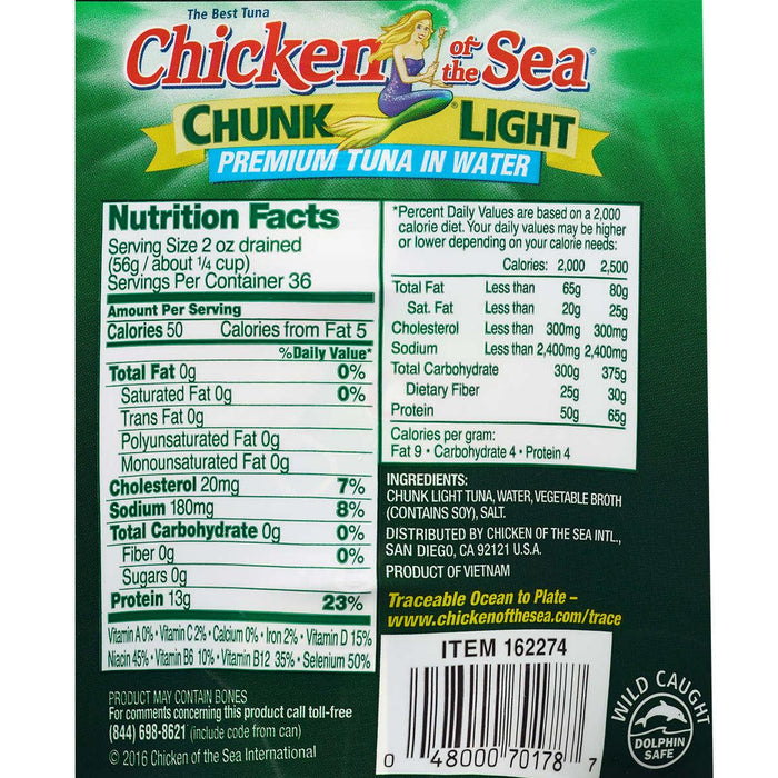 Chicken of the Sea Tuna Chunk Light - 12 count, 7 oz cans