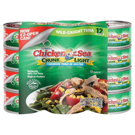Chicken of the Sea Chunk Light Premium Tuna in Water, 7 oz, 12-count ) | Home Deliveries