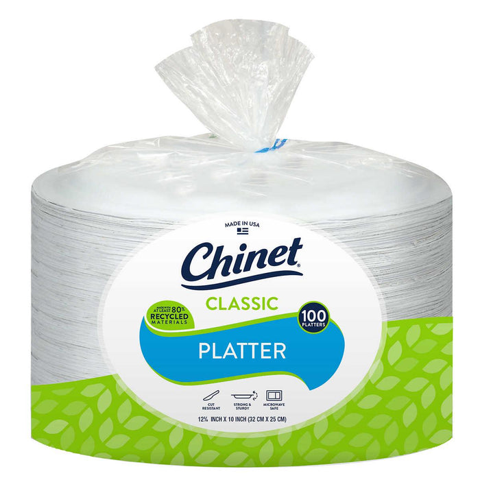 Chinet Classic 12 5/8-inch x 10-inch Paper Platter, 100-count