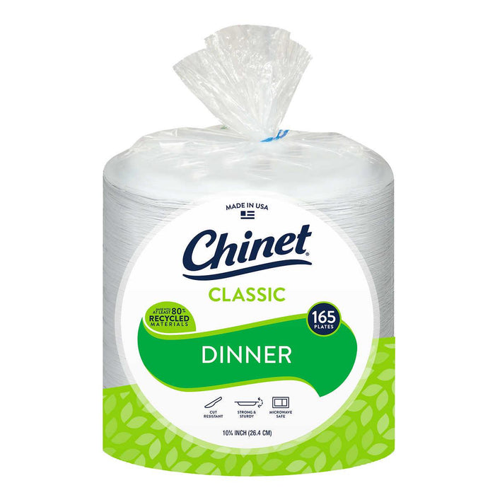 Chinet Classic Dinner 10-3/8" Paper Plate, 165-count