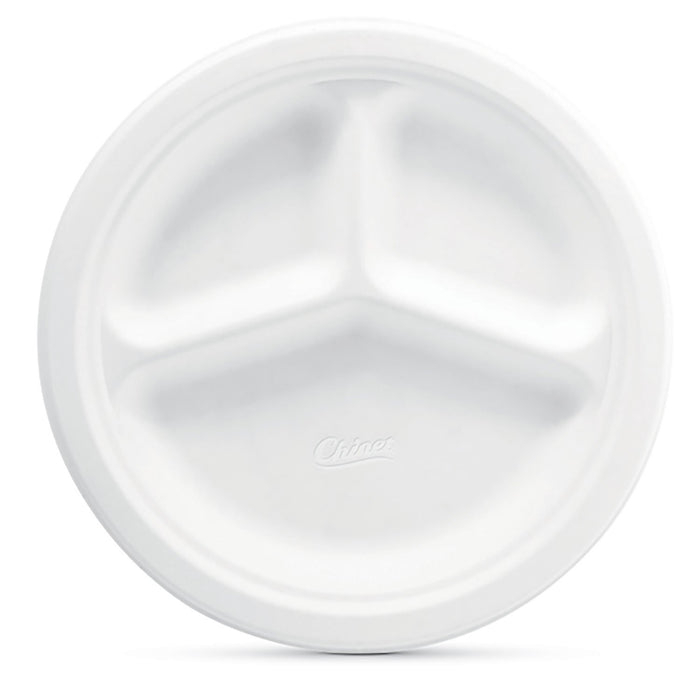 Chinet Classic White 10-3/8 Dinner 3-Compartment Plates (165 count)