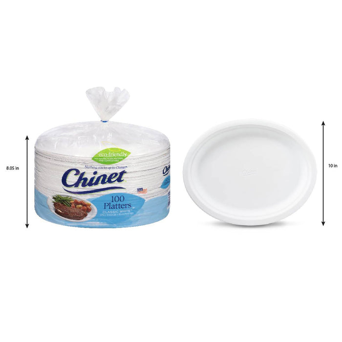 Chinet Classic White Oval Platter Plates, 12.625 x 10 (100 count)