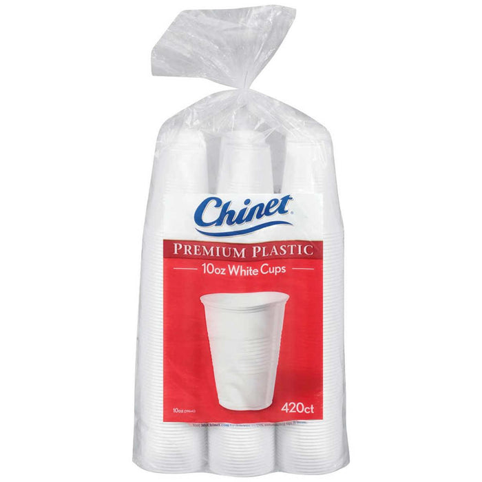 Chinet Premium 10 oz Plastic Cup, White, 420-count