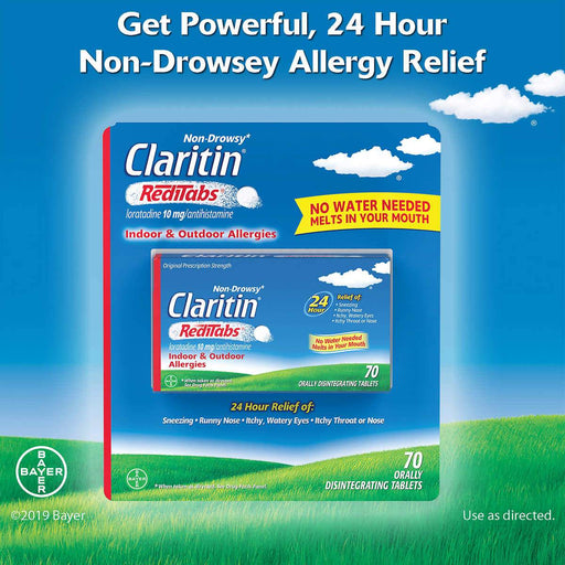 Claritin RediTabs 10 mg. 24 Hour Non-Drowsy, 70 Disintegrating Tablets