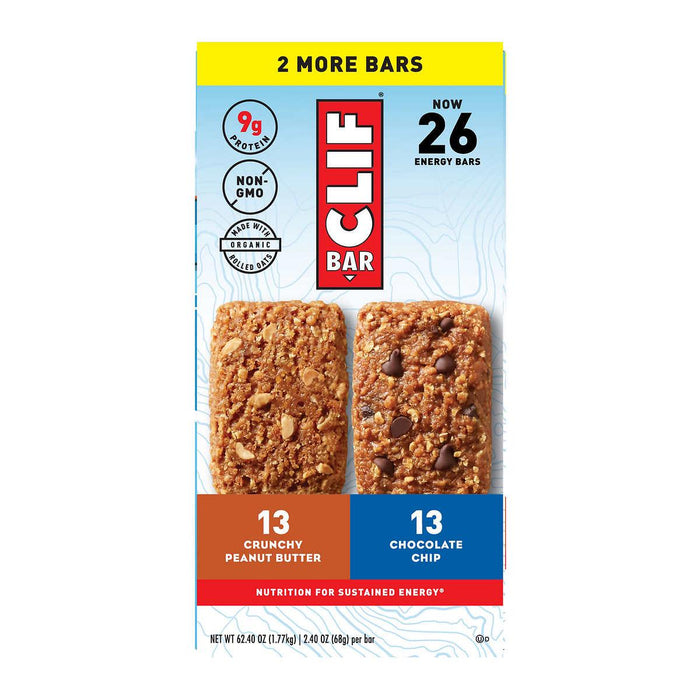 Clif Bar Variety Pack Chocolate Chip and Peanut Butter, 2.4 oz, 26-count ) | Home Deliveries