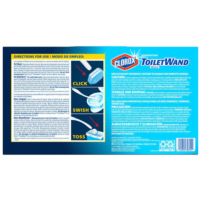 W Home Toilet Wand Disposable Refills, Cleaning Fluid Filled