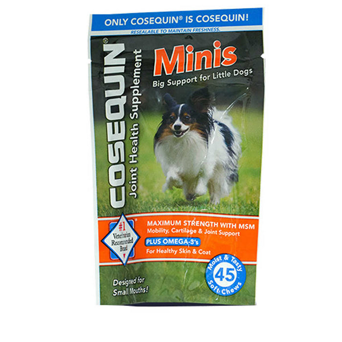 Cosequin Minis Maximum Strength with MSM Plus Omega-3’s Joint Health Supplement for Dogs, 45ct soft chews, 4-pack ) | Home Deliveries