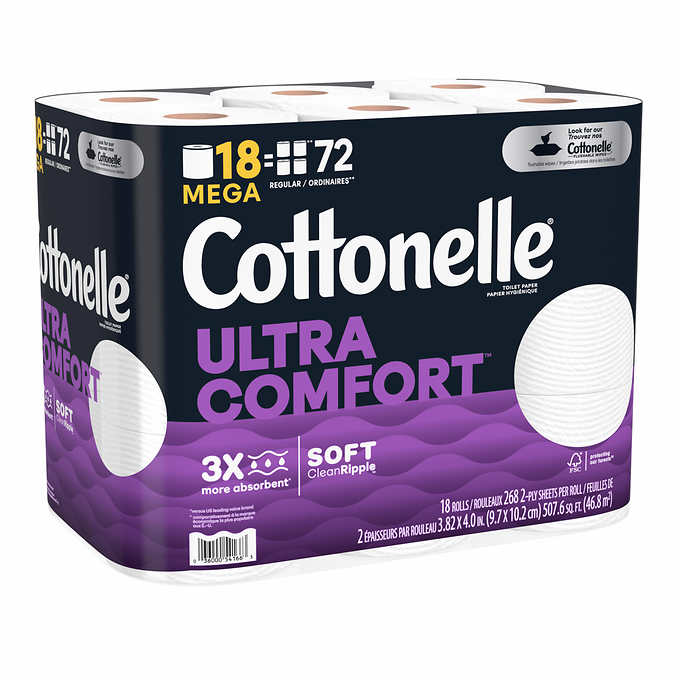 Cottonelle Ultra Comfort Bath Tissue, 2-Ply, 268 Sheets, 36 Rolls