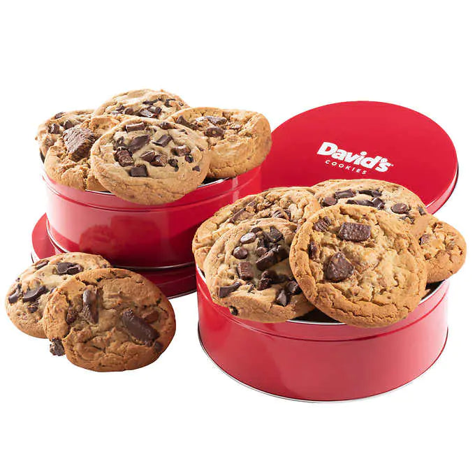 David s Cookies Decadent Triple Chocolate made with mini Hershey s Kisses and Reese s Peanut Butter Cup Cookies Tin 2 Count
