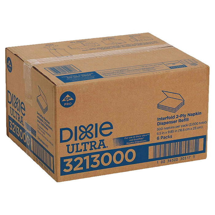 Dixie Ultra Interfold Dispenser Paper Napkins, 2-ply, 500 Sheets, 6-count