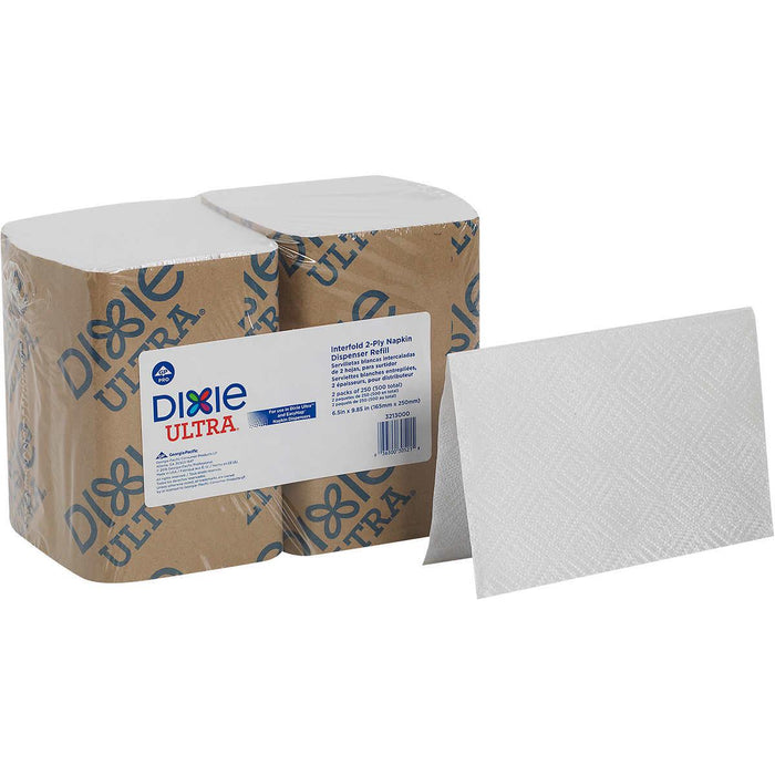 Dixie Ultra Interfold Dispenser Paper Napkins, 2-ply, 500 Sheets, 6-count