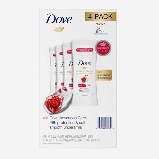 Dove Advanced Care Antiperspirant Deodorant Stick Revive 2.6 oz, 4-pack ) | Home Deliveries