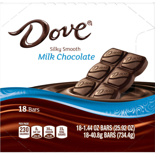 Dove Milk Chocolate Candy Bars, Full Size, 1.44 oz, 18-count ) | Home Deliveries