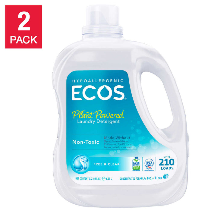ECOS HE Liquid Laundry Detergent, Free and Clear, 210 loads, 210 fl oz, 2-count ) | Home Deliveries